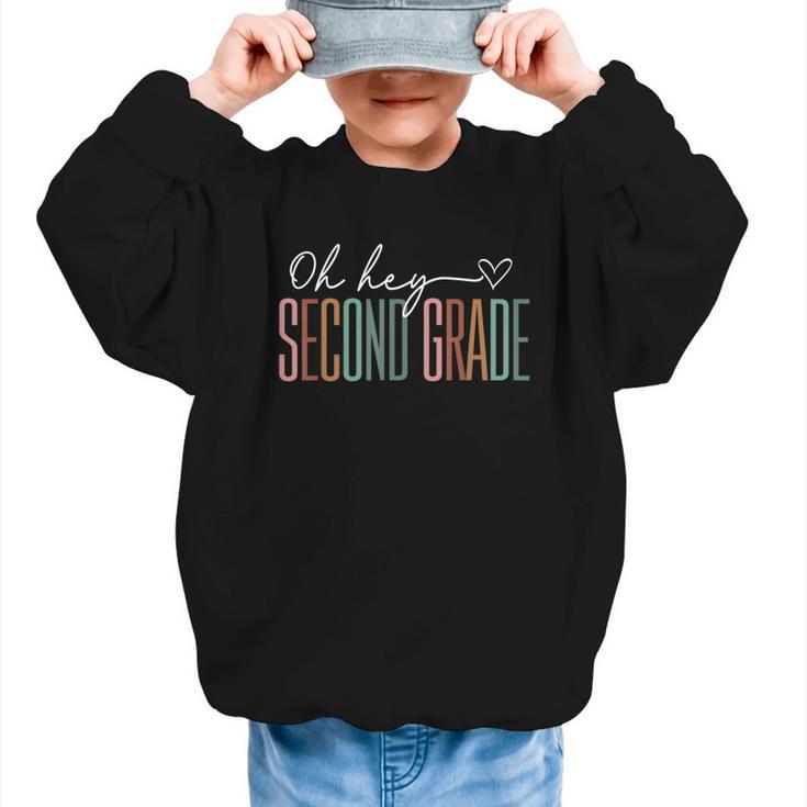 Second Grade Oh Hey Retro Back To School 2nd Grade Graphic Kid Sweatshirt