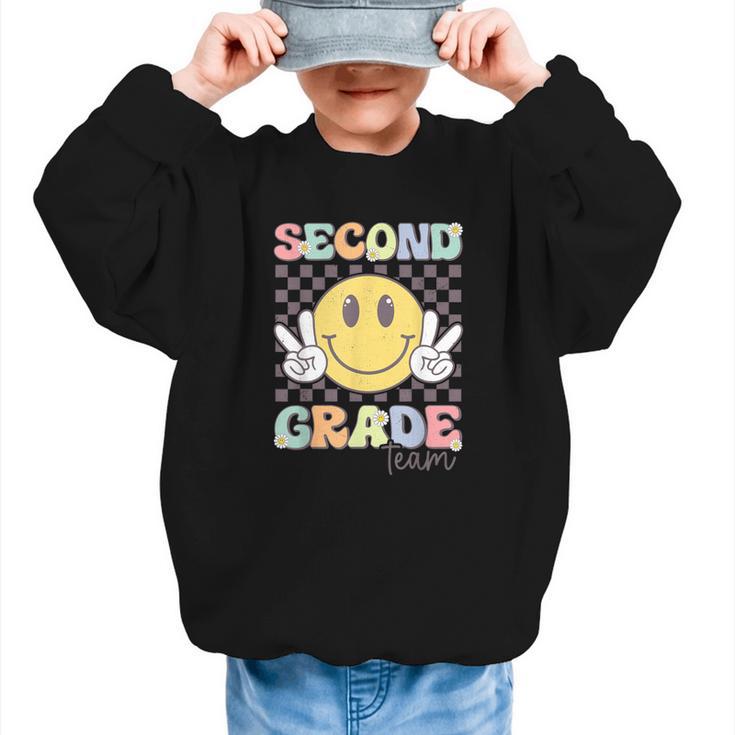 Second Grade Team Smile Face 2nd Grade Back To School Graphic Kid Sweatshirt
