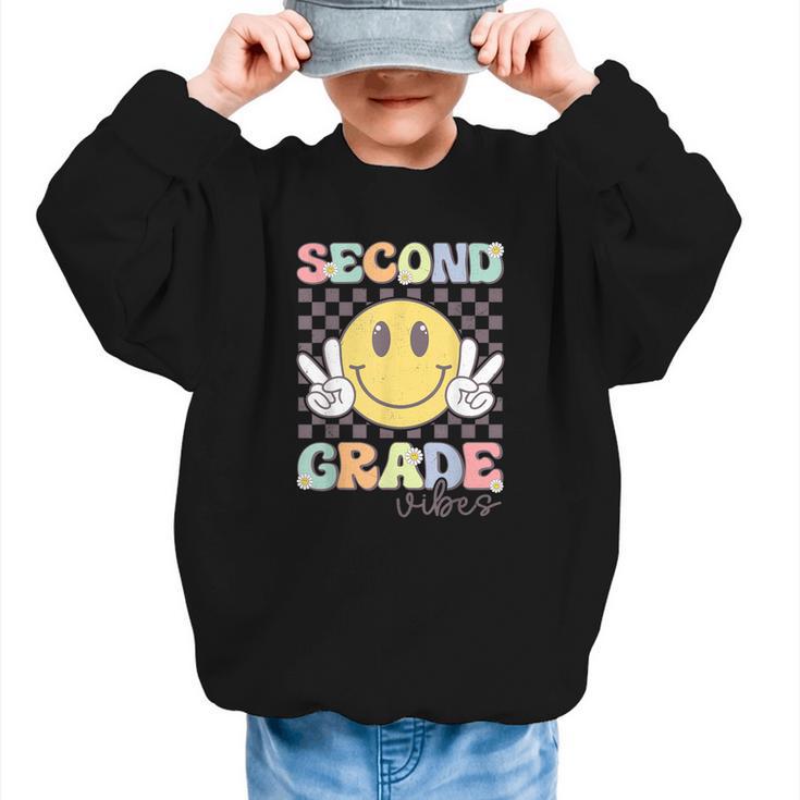 Second Grade Vibes Smile Face 2nd Grade Team Back To School Graphic Kid Sweatshirt