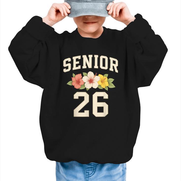 Senior Class Of 2026 Hibiscus Floral Girls Back To School Graphic Kid Sweatshirt