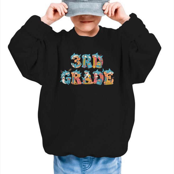 Shark Third Grade Back To School Kids Boys Girls Graphic Kid Sweatshirt