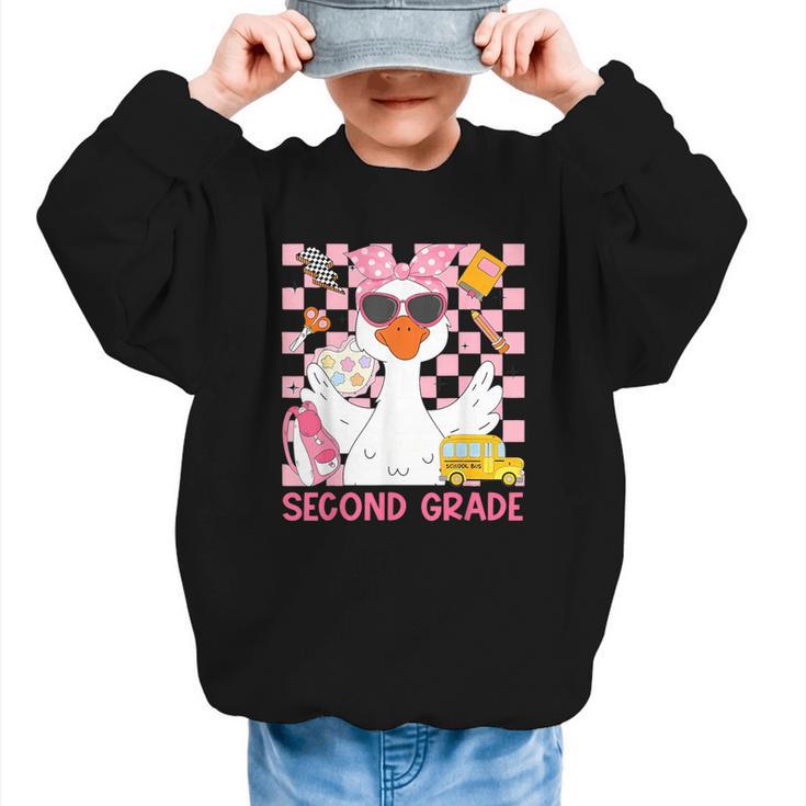 Silly Goose Second Grade Back To School Coquette Girly Graphic Kid Sweatshirt