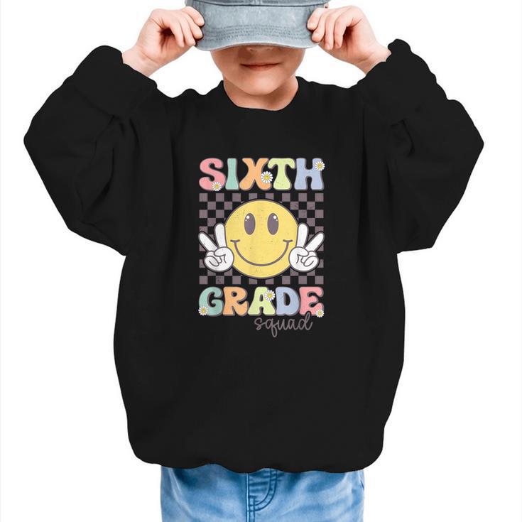 Sixth Grade Squad Smile Face 6th Grade Back To School Graphic Kid Sweatshirt