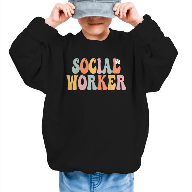 Social Worker Groovy Women Appreciation Day Back To School Graphic Kid Sweatshirt