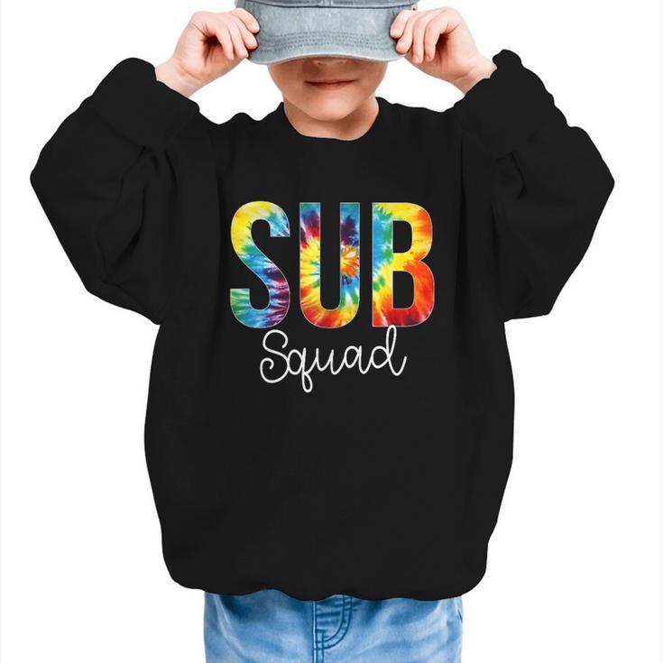 Sub Squad For Work Tie Dye Back To School Appreciation Day Graphic Kid Sweatshirt