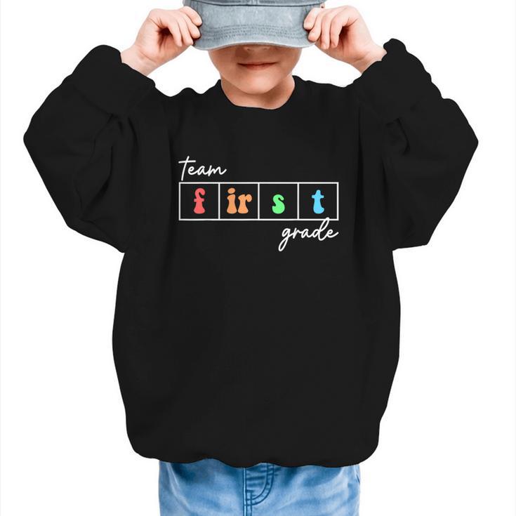 Team First Grade Back To School First Day Of 1st Grade Cute Graphic Kid Sweatshirt