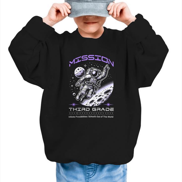Third Grade Back To School Space Rocket Astronaut Graphic Kid Sweatshirt