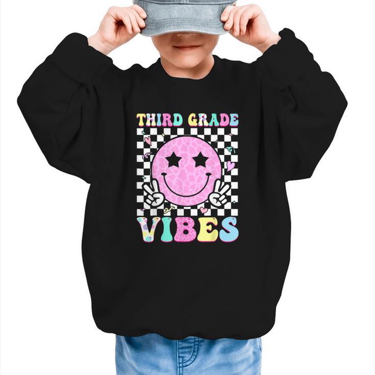 Third Grade Vibes Groovy Back To School 3rd Grade Girls Kids Graphic Kid Sweatshirt