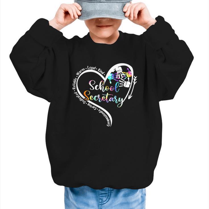 Tie Dye Heart School Secretary Life Tee Cute Back To School Graphic Kid Sweatshirt