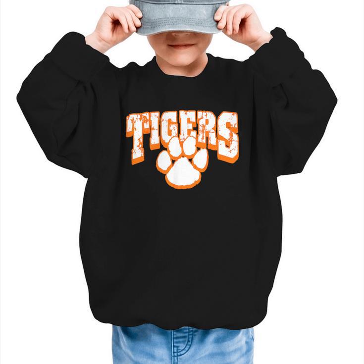 Tigers School Spirit Mascot Back To School Orange Graphic Kid Sweatshirt