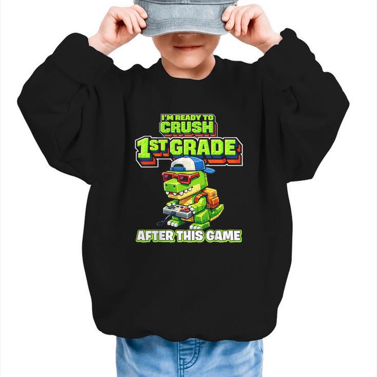 Video Game T Rex Dinosaur 1st Grade Back To School Boy Graphic Kid Sweatshirt