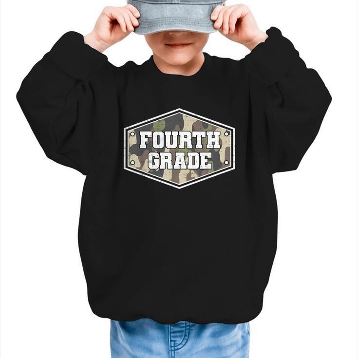 Vintage Fourth Grade Old Camo Back To School Boys 4th Grade Graphic Kid Sweatshirt