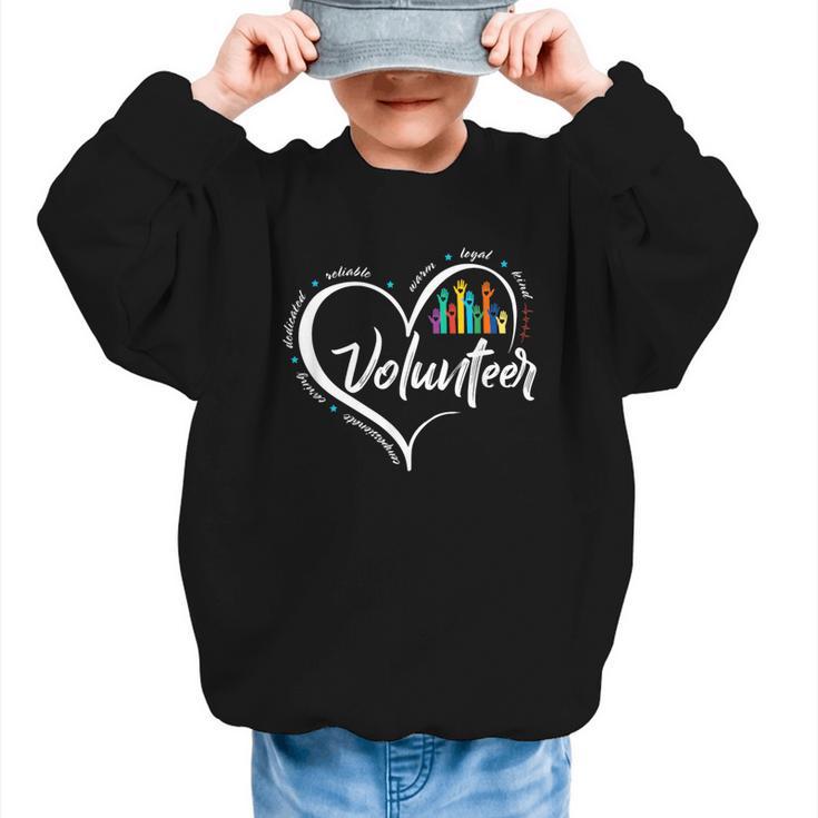 Volunteer Heart Back To School Art Vintage Graphic Kid Sweatshirt