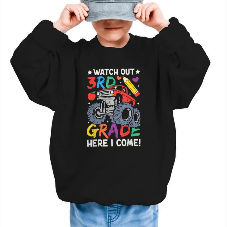 Watch Out 3rd Grade Here I Come Monster Truck Back To School Graphic Kid Sweatshirt
