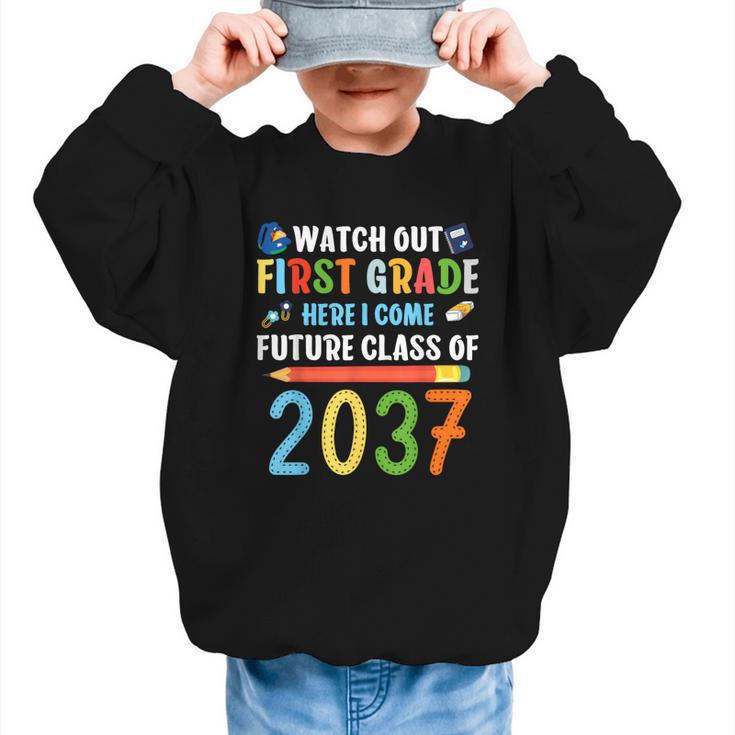 Watch Out First Grade Here I Come Shirts Back To School Graphic Kid Sweatshirt