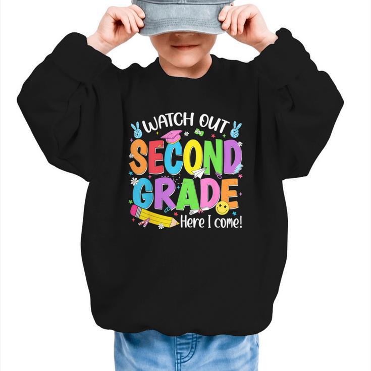 Watch Out Second Grade Here I Come Back To School 2nd Grade Graphic Kid Sweatshirt