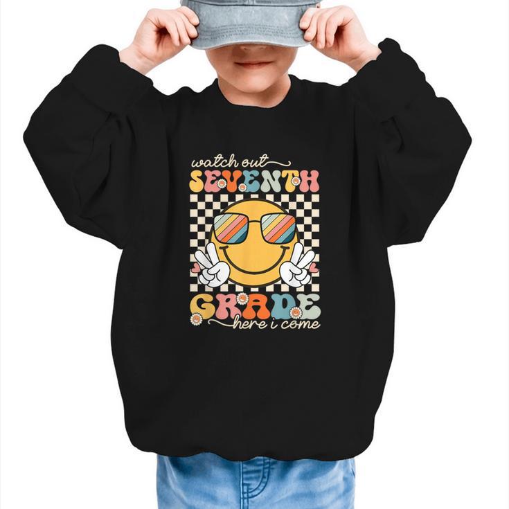 Watch Out Seventh Grade Here I Come Back To School 7th Grade Graphic Kid Sweatshirt