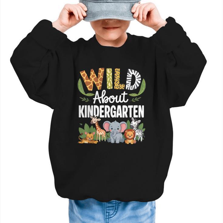 Wild About Kindergarten Back To School Jungle Theme Class Graphic Kid Sweatshirt