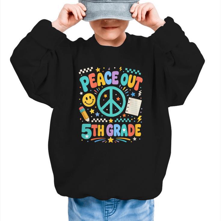 Women's Peace Out 5th Grade Retro Back To School Students Graphic Kid Sweatshirt