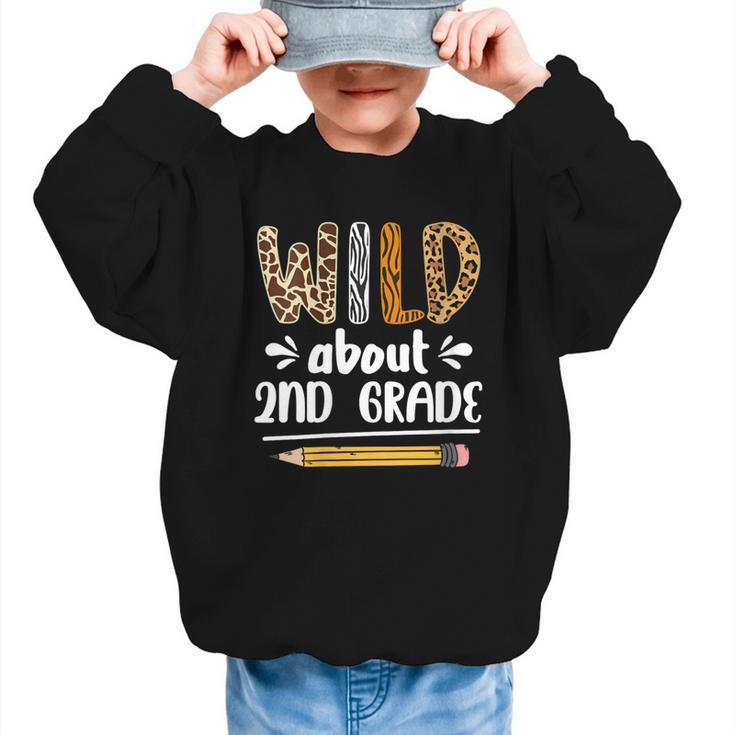 Women's Wild About 2nd Grade Kids Zoo Animal Lover Back To School Graphic Kid Sweatshirt