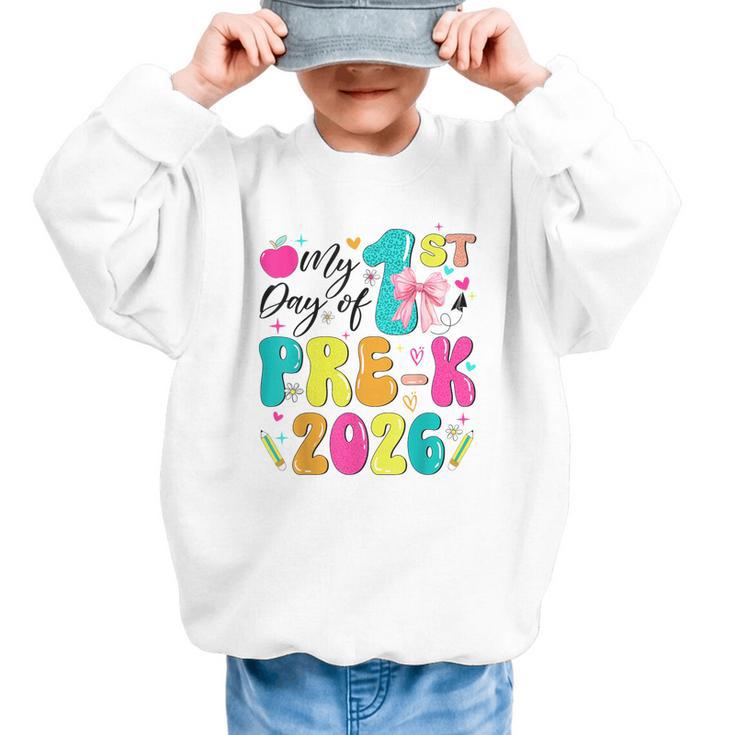 My 1st Day Of Pre-K 2026 Back To School Bow PreK Kids Girls Graphic Kid Sweatshirt