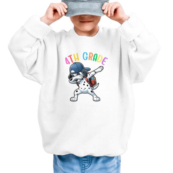 4th Grade Crew Dalmatian Dog Dabbing Back To School Premium Tri-Blend Graphic Kid Sweatshirt