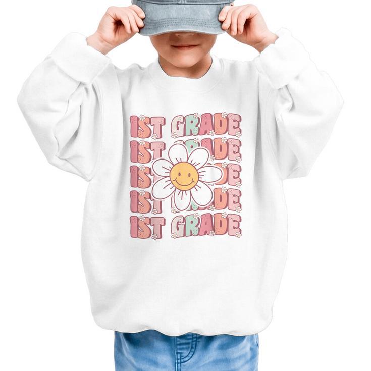 70s Groovy 1st Grade Back To School First Day Of First Grade Graphic Kid Sweatshirt