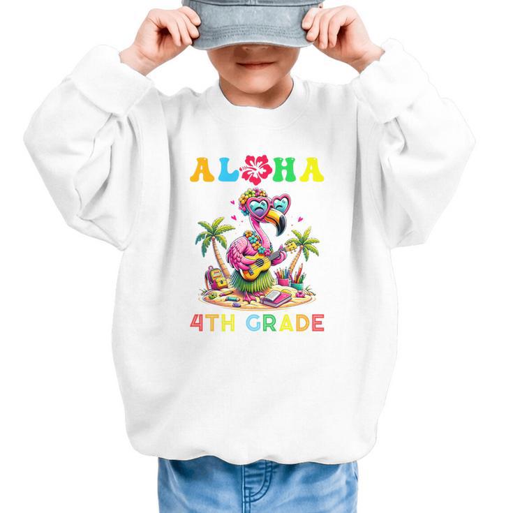 Aloha Fourth Grade Flamingo Hawaii Back To School Kids Girl Premium Tri-Blend Graphic Kid Sweatshirt