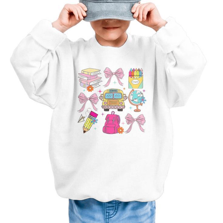 Back To School Coquette School Bus Pencil Graphic Kid Sweatshirt