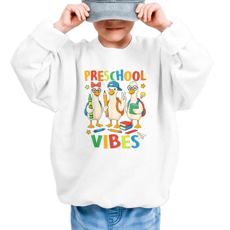 Back To School Cute Goose Preschool Vibes Girls Boys Graphic Kid Sweatshirt