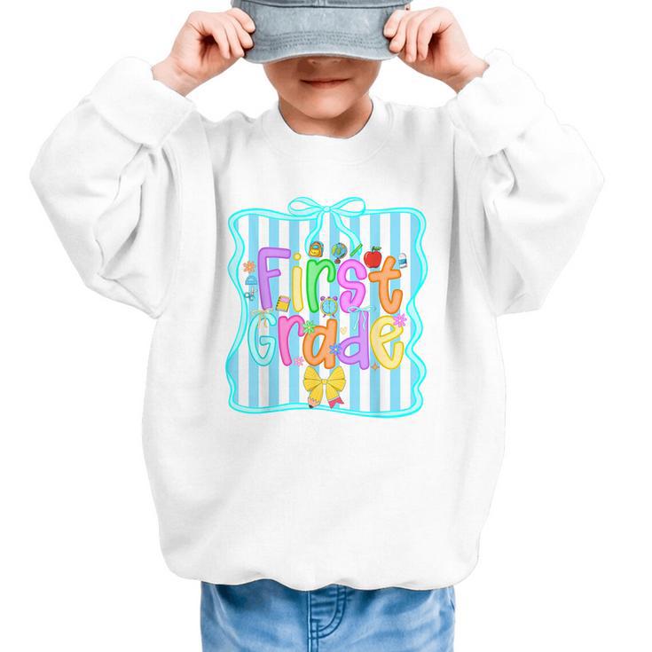 Back To School First Grade For Teen Girls Bow 1st Grade Kids Graphic Kid Sweatshirt