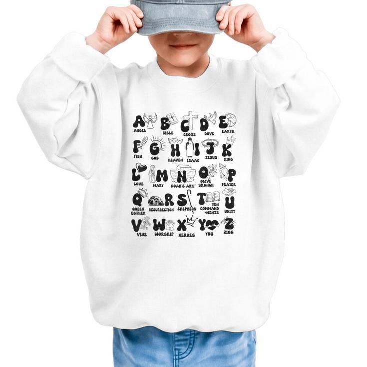 Biblical Alphabet Religious Christian Kids Back To School Graphic Kid Sweatshirt