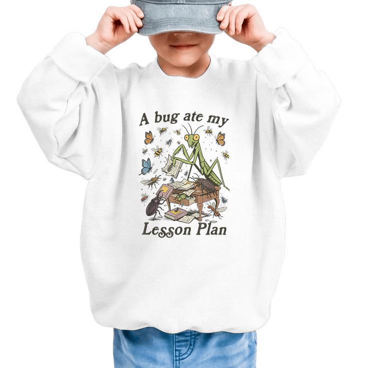 Bug Lover Insect Back To School A Bug Ate My Lesson Plan Graphic Kid Sweatshirt