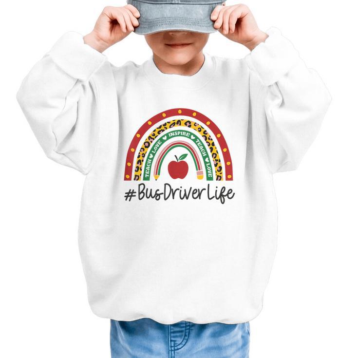 Bus Driver Rainbow Appreciation Day Hello Back To School Graphic Kid Sweatshirt
