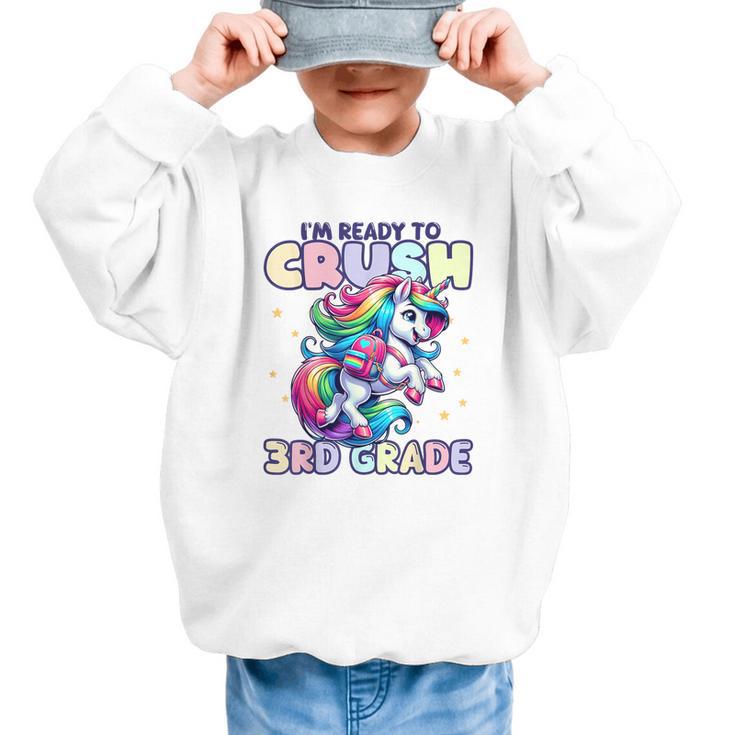 Crush 3rd Grade Girls Back To School Unicorn First Day Cute Graphic Kid Sweatshirt