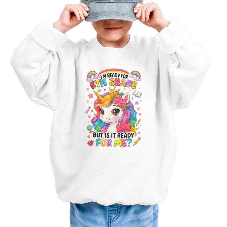 Crush Fifth Grade Girls Back To School Unicorn First Day Graphic Kid Sweatshirt