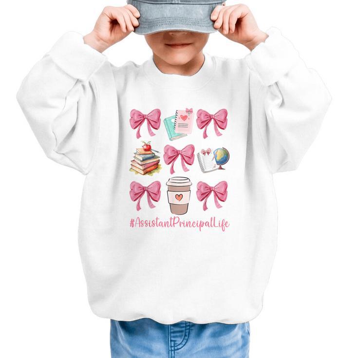 Cute Coquette Bows Assistant Principal Life Back To School Graphic Kid Sweatshirt