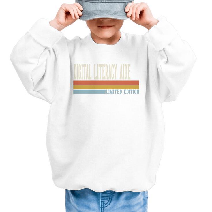 Digital Literacy Aide Week Retro Vintage Back To School Day Premium Tri-Blend Graphic Kid Sweatshirt