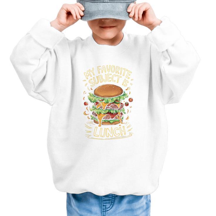 My Favorite Subject Is Lunch Hamburger Back To School Premium Tri-Blend Graphic Kid Sweatshirt
