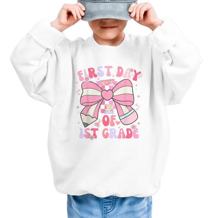 First Day Of 1st Grade Coquette Back To School Girls Kids Graphic Kid Sweatshirt
