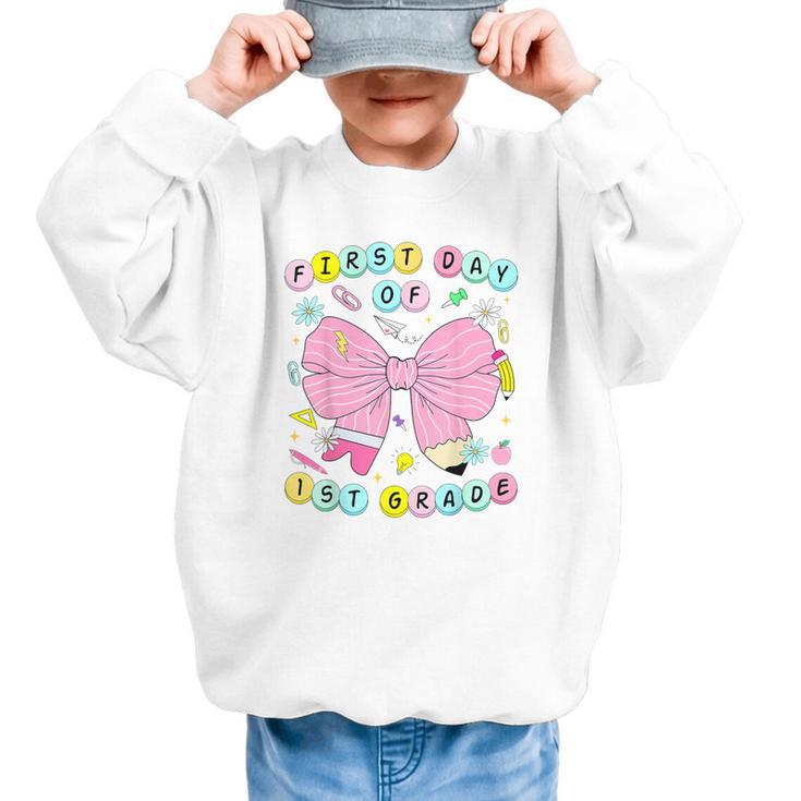 First Day Of 1st Grade Girls Coquette Back To School Kids Graphic Kid Sweatshirt