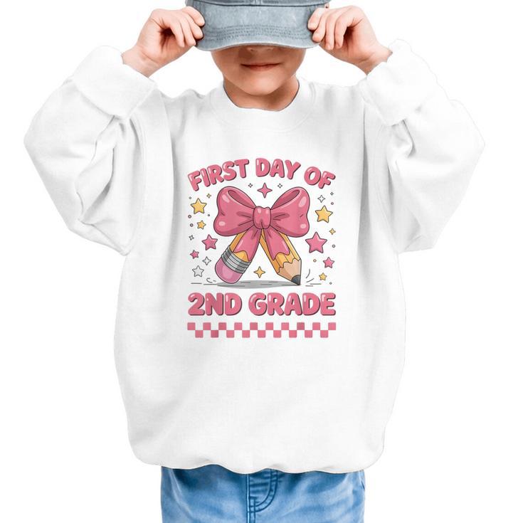 First Day Of 2nd Grade Coquette Back To School Girls Kids Graphic Kid Sweatshirt