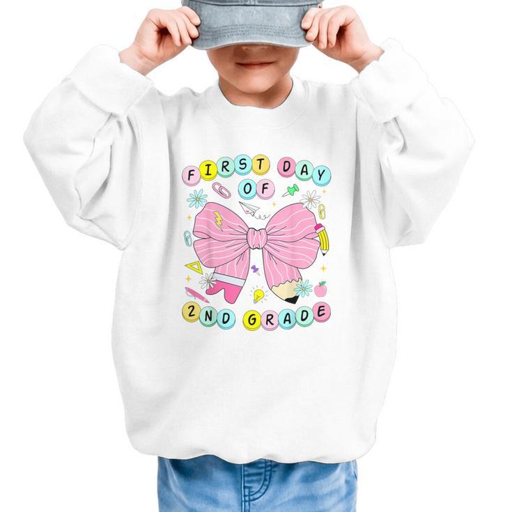 First Day Of 2nd Grade Girls Coquette Back To School Kids Graphic Kid Sweatshirt