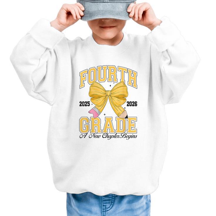 Fourth Grade Back To School First Day Pencil Bow 2025 Girls Graphic Kid Sweatshirt