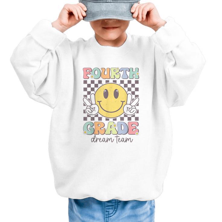 Fourth Grade Dream Team Smile Face Back To School 4th Grade Graphic Kid Sweatshirt