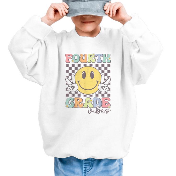 Fourth Grade Vibes Smile Face 4th Grade Team Back To School Graphic Kid Sweatshirt