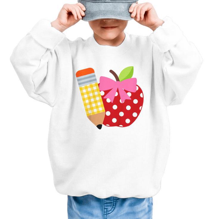 Girls Back To School Apple Toddler First Day Of Preschool Graphic Kid Sweatshirt