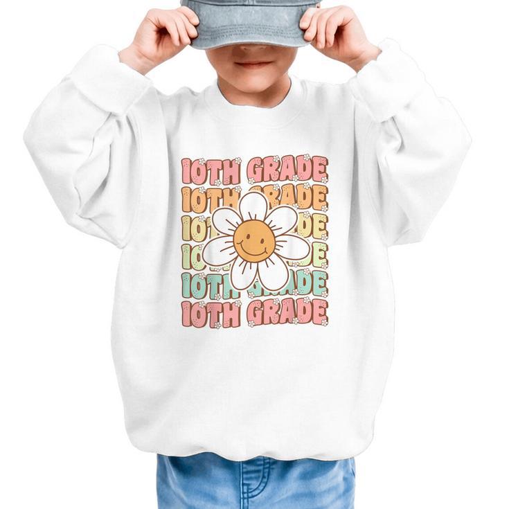 Groovy 10th Grade Back To School First Day Of Tenth Grade Graphic Kid Sweatshirt