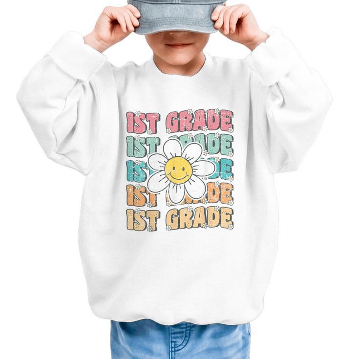 Groovy 1st Grade Back To School First Day Of First Grade Graphic Kid Sweatshirt