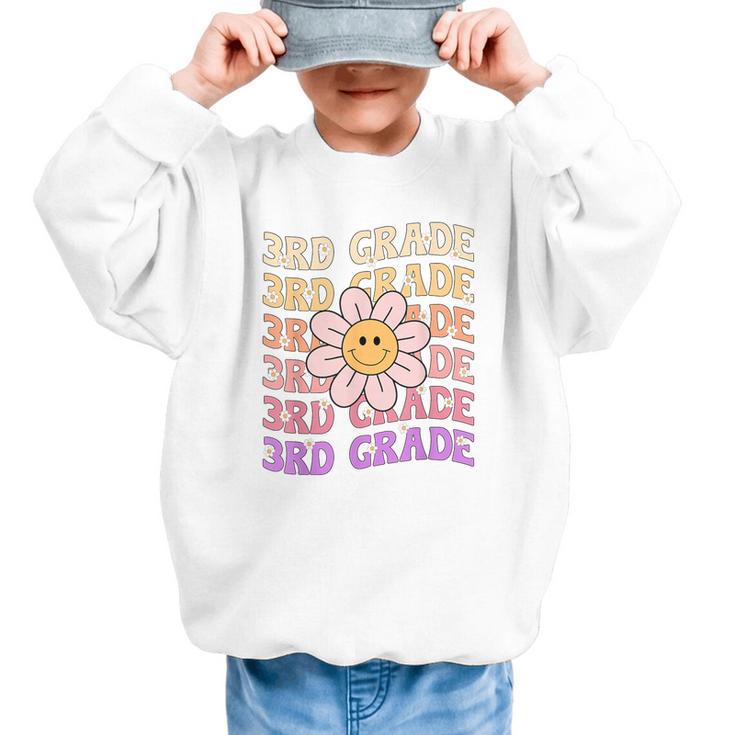 Groovy 3rd Grade Back To School Retro Groovy Third Grade Graphic Kid Sweatshirt